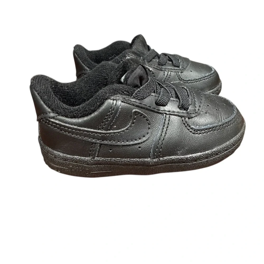 Nike Air Force 1 Baby Crib CB Shoes Size 4C Solid Black Leather CK2201-001